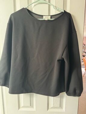 Black Long Sleeve Boatneck Boutique Top